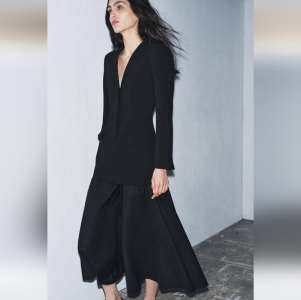 Zara COMBINATION BLAZER DRESS BLACK SIZE XS - Picture 7 of 11